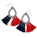 Tear Drop Cut out W/ Tassel Accent Earring E2486