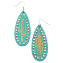 Cactus Accent Wooden Tear Drop Earrings E2497