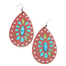 Real Leather w/ Stone Accent Earrings E2498