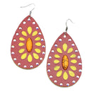 Real Leather w/ Stone Accent Earrings E2499