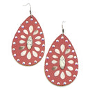 Real Leather w/ Stone Accent Earrings E2500