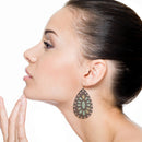 Real Leather w/ Stone Accent Earrings E2499