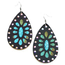 Real Leather w/ Stone Accent Earrings E2501