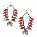 Western Navajo Squash Blossoms Accent Metal Earrings E2507