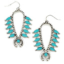 Western Navajo Squash Blossoms Accent Metal Earrings E2509