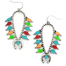 Western Navajo Squash Blossoms Accent Metal Earrings E2510