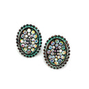 Crystal Embedded Pendant Accent Post Earrings E2513