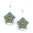 Genuine Leather W/ Floral Design Earrings E2521