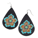 Genuine Leather W/ Floral Design Earrings E2521