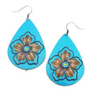 Genuine Leather W/ Floral Design Earrings E2522