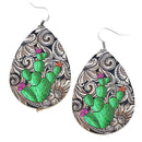 Genuine Leather W/ Floral Design Earrings E2524
