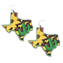 Texas map accent Genuine Leather W/ Floral Design Earrings E2525