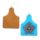 Genuine Leather Accent Stamp Design Earrings E2529