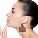 Genuine Leather Accent Stamp Design Earrings E2528