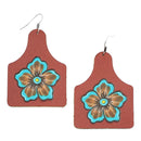 Genuine Leather Accent Stamp Design Earrings E2527