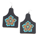 Genuine Leather Accent Stamp Design Earrings E2528