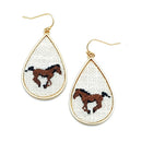 Material Patch Accent Horse Earrings E2537