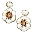 Seashell Accent Floral Earrings E2561