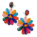 Beaded Floral Design Accent Earrings E2549