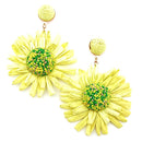 Raffia Sunflower Design Accent Earrings E2561