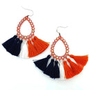 Baseball Themed Tassel Earrings E2562