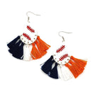 Baseball Themed Leather w/ Tassel Earrings E2571