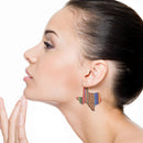 Wooden Texas Map Design Accent Earrings  E2573