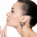 Wooden Serape Rooster Design Accent Earrings  E2574