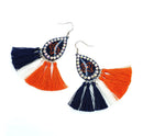 Baseball Themed Tassel Earrings E2585