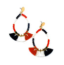 Baseball Themed Tassel w/ beads Earrings E2586