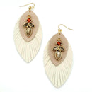 Leather Leaf w/ Crystal Accent Earrings E2595