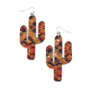 Cork Leather W/ Cactus design accent Wholesale Western Earrings E2612