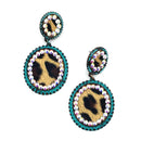 Leopard Patch w/ Epoxy Accent Wholesale Western Earrings E2614