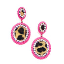 Leopard Patch w/ Epoxy Accent Wholesale Western Earrings E2615