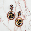 Leopard Patch w/ Epoxy Accent Wholesale Western Earrings E2614