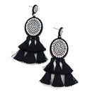Crystal Embedded Disc w/ Tassel Wholesale Western Earrings E2618