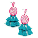Crystal Embedded Disc w/ Tassel Wholesale Western Earrings E2619