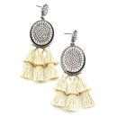 Crystal Embedded Disc w/ Tassel Western Earrings E2620