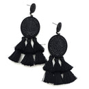 Crystal Embedded Disc w/ Tassel Western Earrings E2621