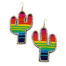 Beaded Cactus Accent Wholesale Western Earrings E2628