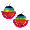Beaded Disc w/ Tassel Accent Wholesale Western Earrings E2629