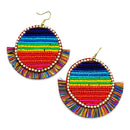 Beaded Disc w/ Tassel Accent Wholesale Western Earrings E2630