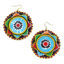 Beaded Large Disc Accent Western Wholesale Earrings E2636