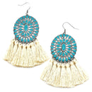 Embedded Stone w/ Tear Drop Cut Out Accent Wholesale Western Earrings E2660