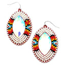 Seed beads w/ Large Crystal  Accent  Wholesale Western Earrings E2668