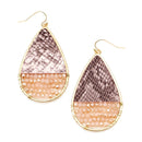 Tear Drop Shape Animal Print w/ Beads Accent Wholesale Western Earrings E2713