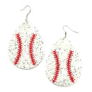 Glittered Baseball Sports Themed Wholesale Earrings E2742W