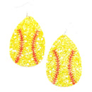 Glittered Softball Sports Themed Wholesale Earrings E2742Y