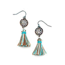Embedded Crystal w/ Tassel Western Drop Accent Western Wholesale Earrings E2747M