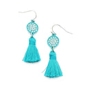 Embedded Crystal w/ Tassel Western Drop Accent Western Wholesale Earrings E2747T